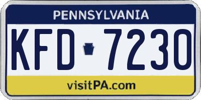 PA license plate KFD7230