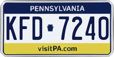 PA license plate KFD7240