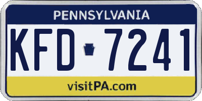 PA license plate KFD7241