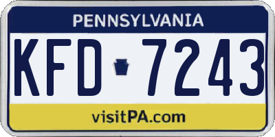 PA license plate KFD7243