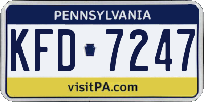 PA license plate KFD7247