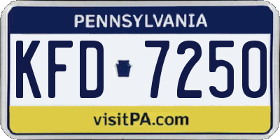 PA license plate KFD7250