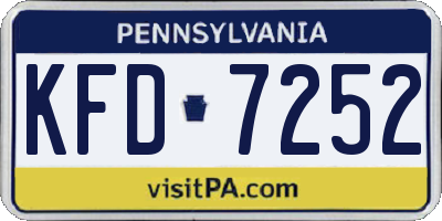 PA license plate KFD7252