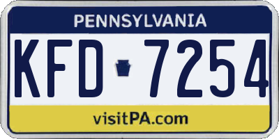 PA license plate KFD7254