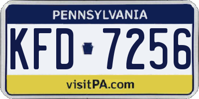 PA license plate KFD7256