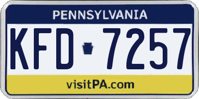 PA license plate KFD7257