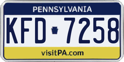 PA license plate KFD7258