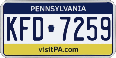 PA license plate KFD7259