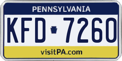 PA license plate KFD7260