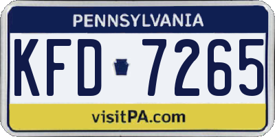 PA license plate KFD7265