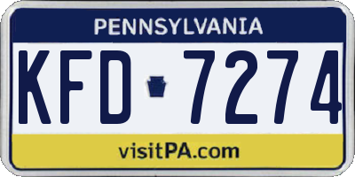 PA license plate KFD7274