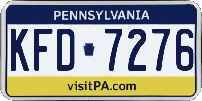 PA license plate KFD7276