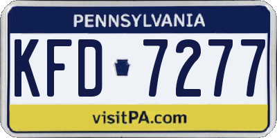 PA license plate KFD7277