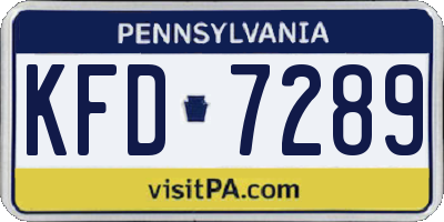PA license plate KFD7289