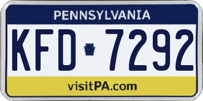 PA license plate KFD7292