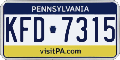 PA license plate KFD7315