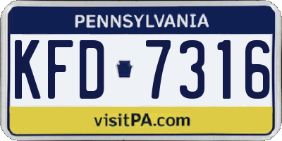 PA license plate KFD7316