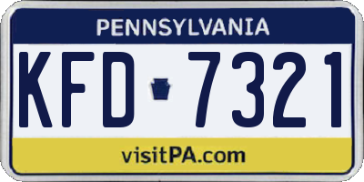 PA license plate KFD7321