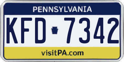 PA license plate KFD7342