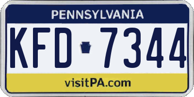 PA license plate KFD7344