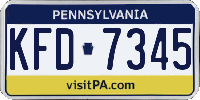 PA license plate KFD7345