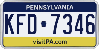 PA license plate KFD7346