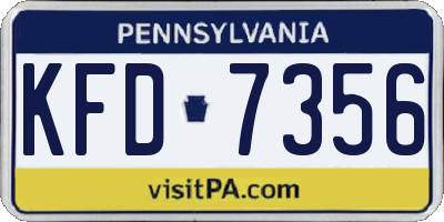 PA license plate KFD7356