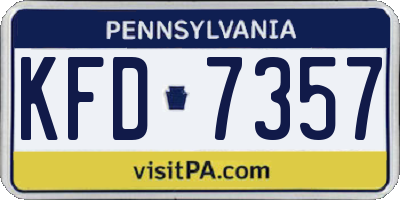 PA license plate KFD7357