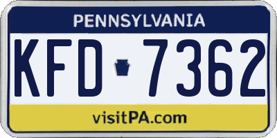 PA license plate KFD7362