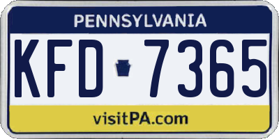 PA license plate KFD7365