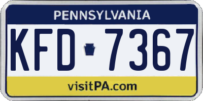 PA license plate KFD7367
