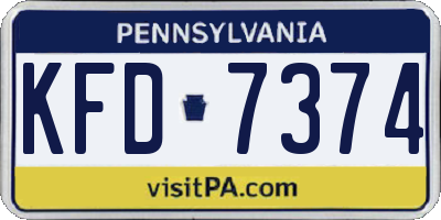 PA license plate KFD7374