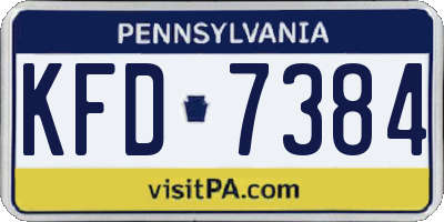 PA license plate KFD7384