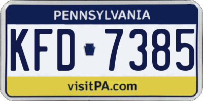 PA license plate KFD7385