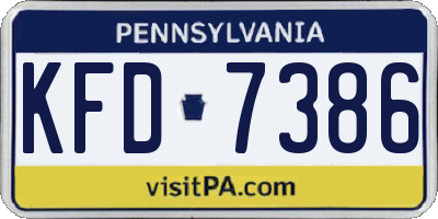 PA license plate KFD7386
