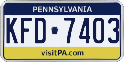 PA license plate KFD7403