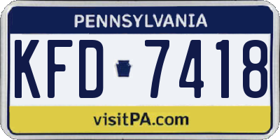 PA license plate KFD7418