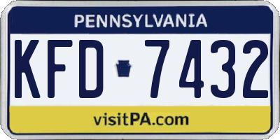 PA license plate KFD7432