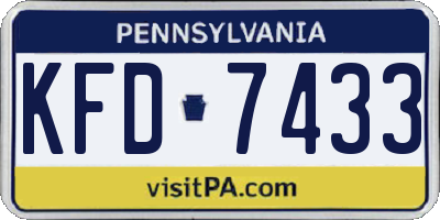 PA license plate KFD7433