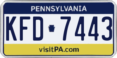 PA license plate KFD7443