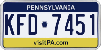 PA license plate KFD7451