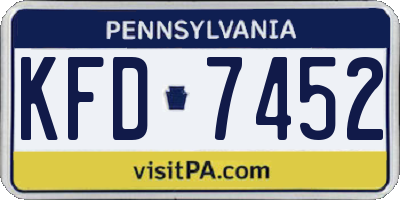 PA license plate KFD7452
