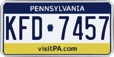 PA license plate KFD7457