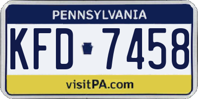 PA license plate KFD7458