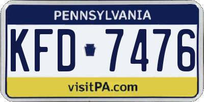 PA license plate KFD7476