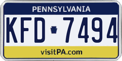 PA license plate KFD7494