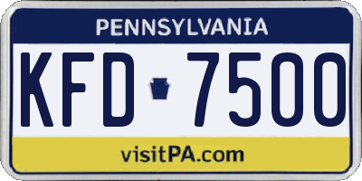 PA license plate KFD7500