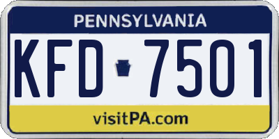PA license plate KFD7501
