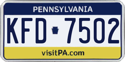 PA license plate KFD7502