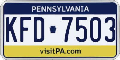 PA license plate KFD7503